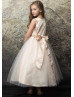 Satin Tulle Flower Girl Dress With Rhinestone Belt